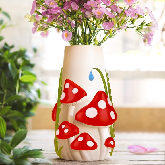 Adorable Ceramic 3D Red Mushroom 8-inch Vase - Picture 2 of 16